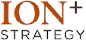 ION+ brand design on dark background