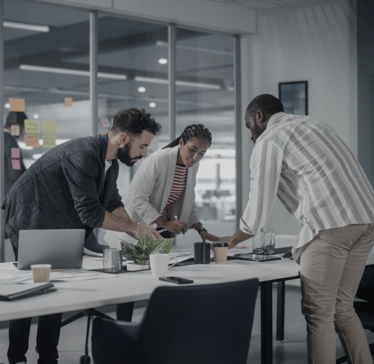 Team collaborating in modern office