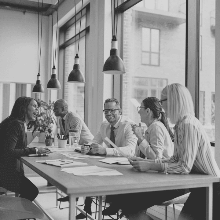 Team collaboration in bright workspace